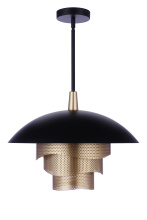 Craftmade P1010FBMG-LED - 19Ã¢â‚¬Â Diameter Sculptural Statement Dome Pendant with Perforated Metal Shades in Flat Black/Mat