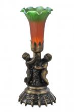 Meyda White 11009 - 13" High Amber/Green Tiffany Pond Lily Twin Cherub Accent Lamp